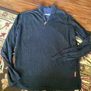 Ben Sherman zip sweater with leather accents